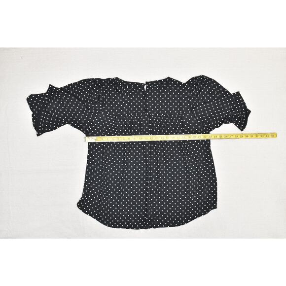 Lane Bryant Women's Black Polka Dot Blouse Plus Size 18 Flutter Sleeve - Picture 6 of 8